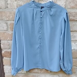 SHEIN Blue Button-Up Blouse